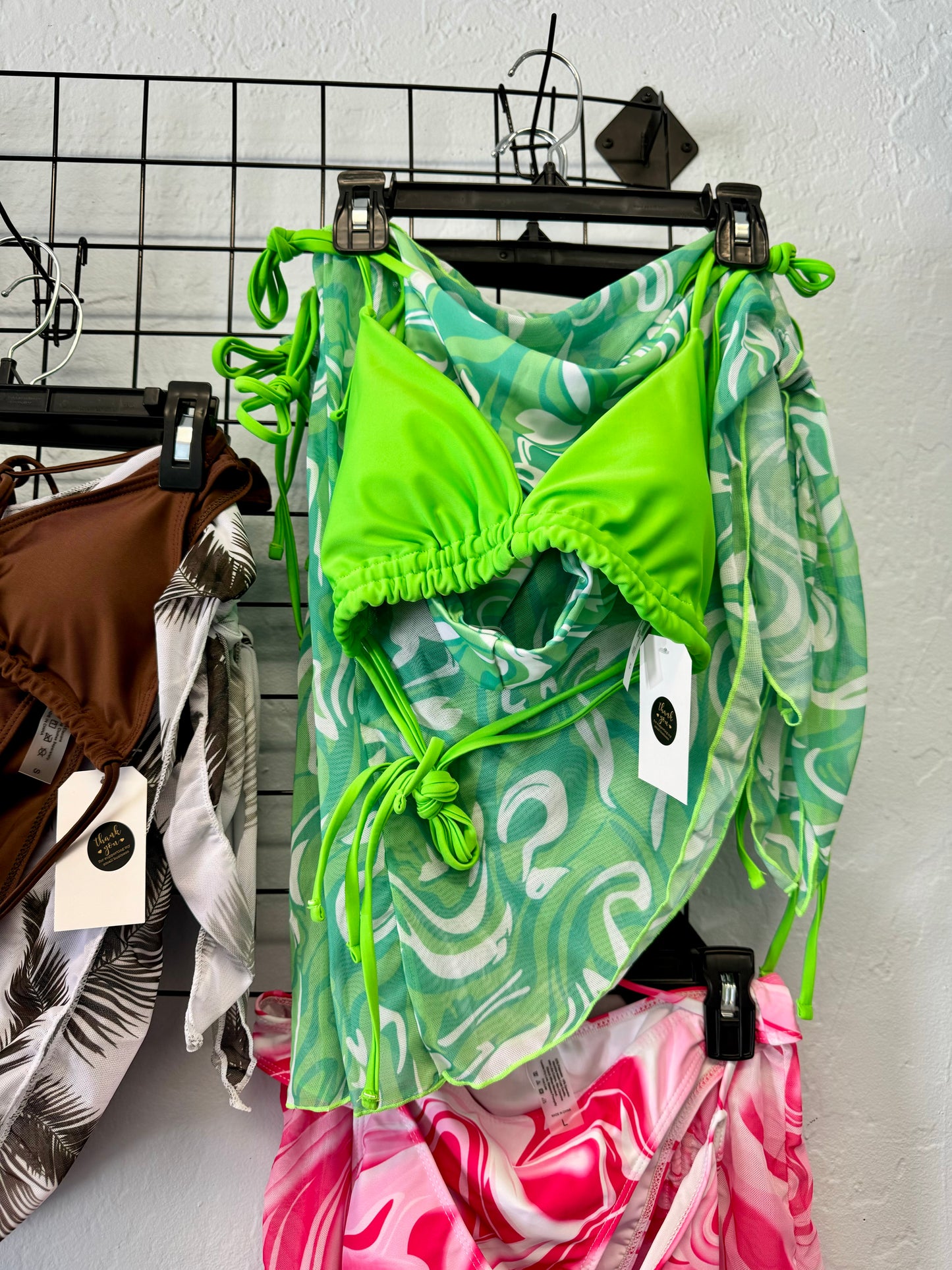 3 Piece Neon Green Bikini Set