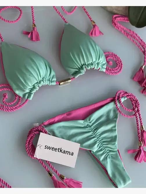 2-Piece Color Block Bikini Set Swimsuit 8242
