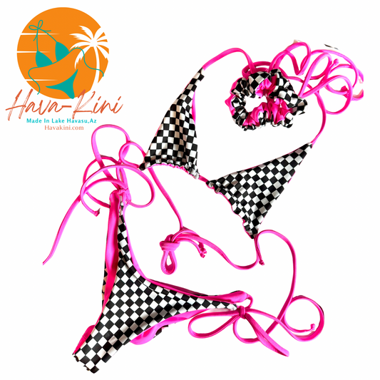Checker Flag Reversible Bikini